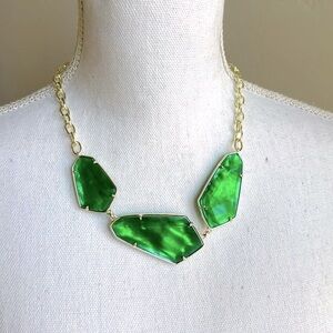 Kendra Scott Violet Statement Necklace Gold Jade Green Illusion